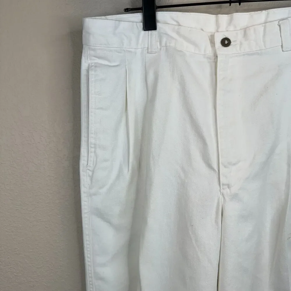 Flyers Men's High Rise Straight‎ Leg Ankle Pant Pleated White Size 36S